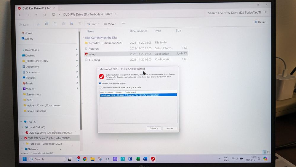 TT2023 Installshield Wizard on laptop running Windows 11 (successfull)