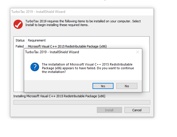 Visual C++ installation error - Turbo tax 2019.PNG