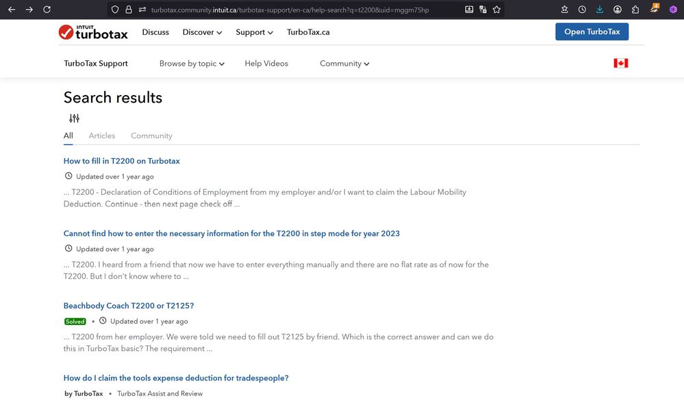 1 - Turbotax - T2200 search results screen shot.jpg