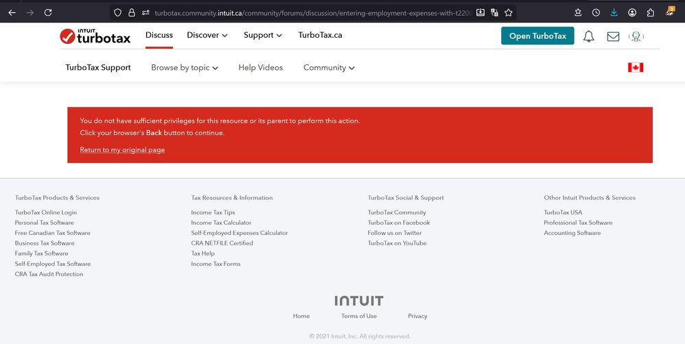 4 - Turbotax - Employment expenses access denied screen shot.jpg