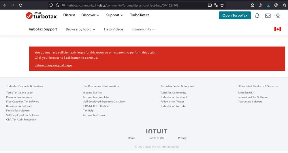 6 - Turbotax - Access denied for first search result for word bug - screen shot.jpg